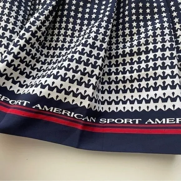 Tail Vintage Pleated Mini Skirt 8 Small USA Blue Stars Stripe America Patriotic - Picture 8 of 11
